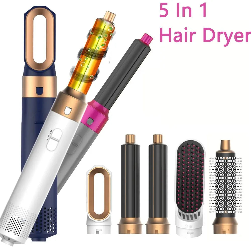 Professional Air Hair Styler 5 in 1 Low Noise Hair Curling Straightening Hair Drying 1000W Hot Air Brushes